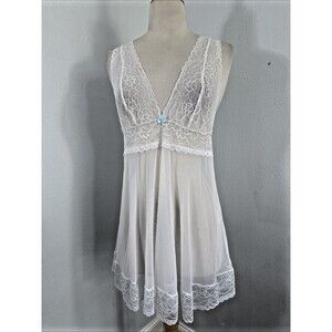The Escante Slip Dress Women Large White Lace Halter‎ Fairycore Coquette Y2K